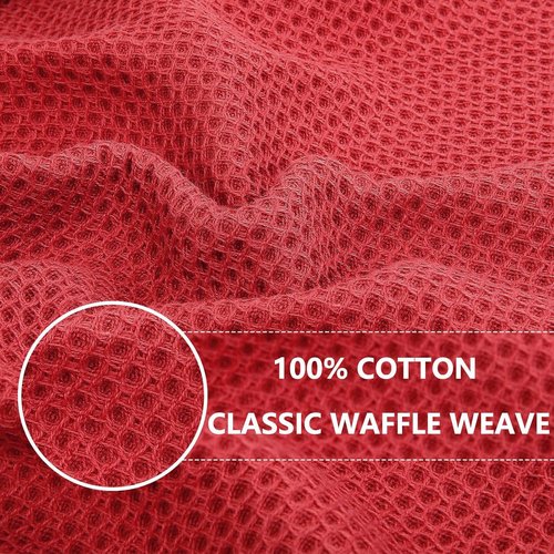 Homaxy 100% Cotton Waffle Weave Dish Cloths - Ultra Soft & Absorbent, Quick Drying | 12x12 Inches, 8-Pack, Brick Red