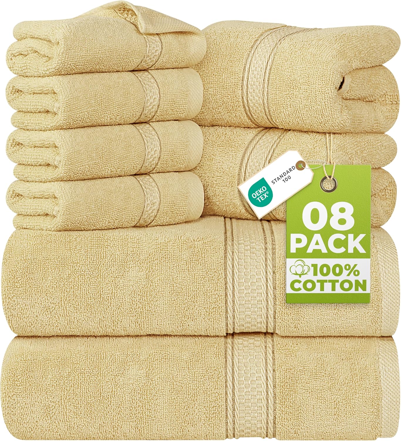 Utopia Towels 8-Piece Premium Towel Set - Highly Absorbent 100% Cotton | 600 GSM in Beige