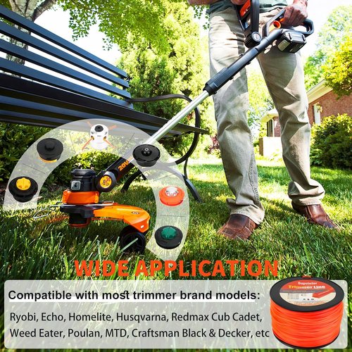 065 Trimmer Line - Commercial Square Weed Eater String | 0.065 Inch, 2000ft, 3lb, Orange