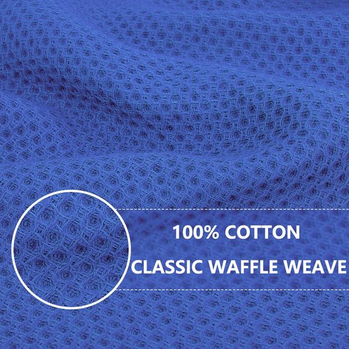 Homaxy 100% Cotton Waffle Weave Kitchen Dish Towels, Ultra Soft Absorbent Quick Drying Cleaning Towel, 13 x 28 Inches, 4-Pack, Blueberry