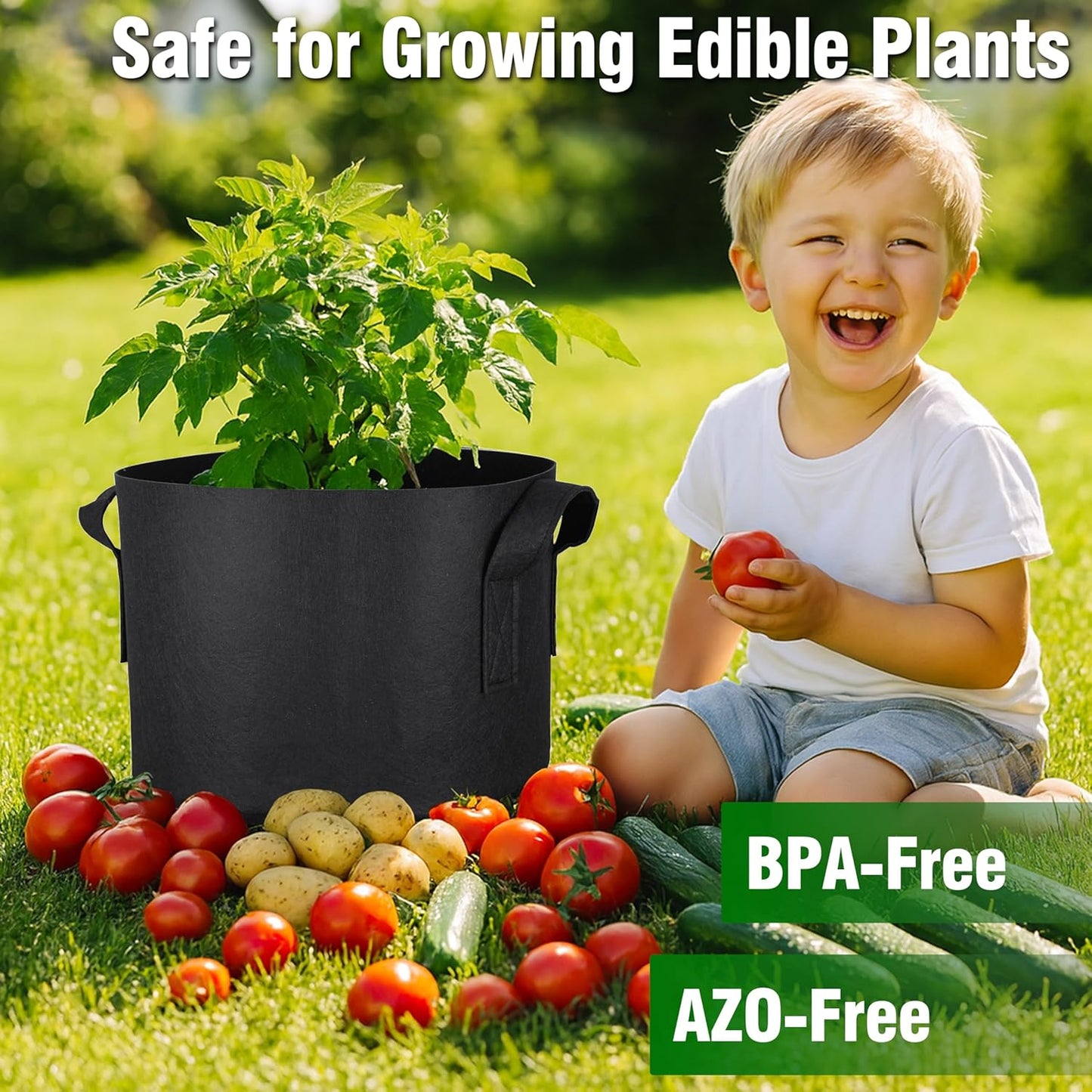 PHYEX 12-Pack 2 Gallon Grow Bags - Heavy Duty Fabric Pots with Handles for Vegetables, Herbs & Flowers