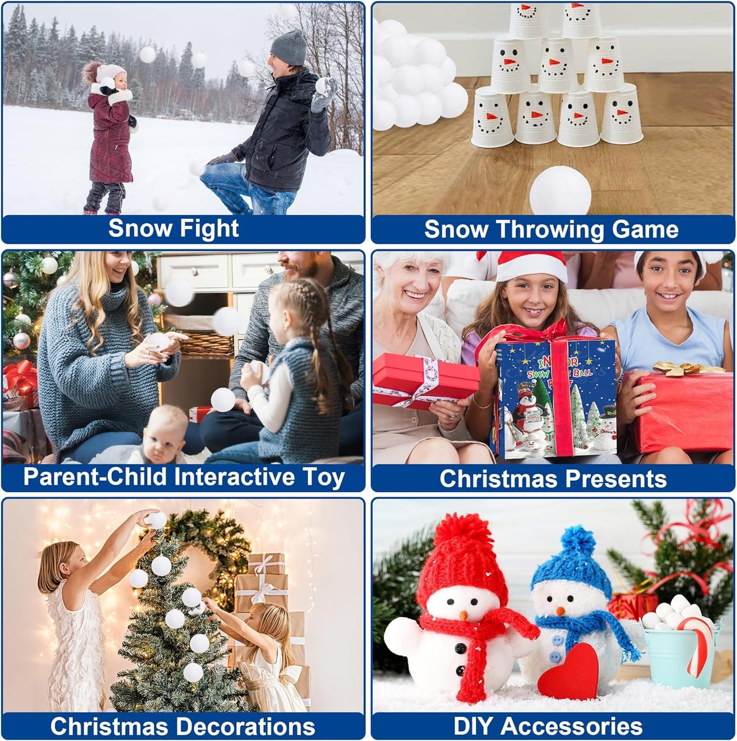 Skiennix 36 PCS Plush Snow Balls - Soft Indoor Snow Ball Fight Set for Kids | Perfect Christmas Gift