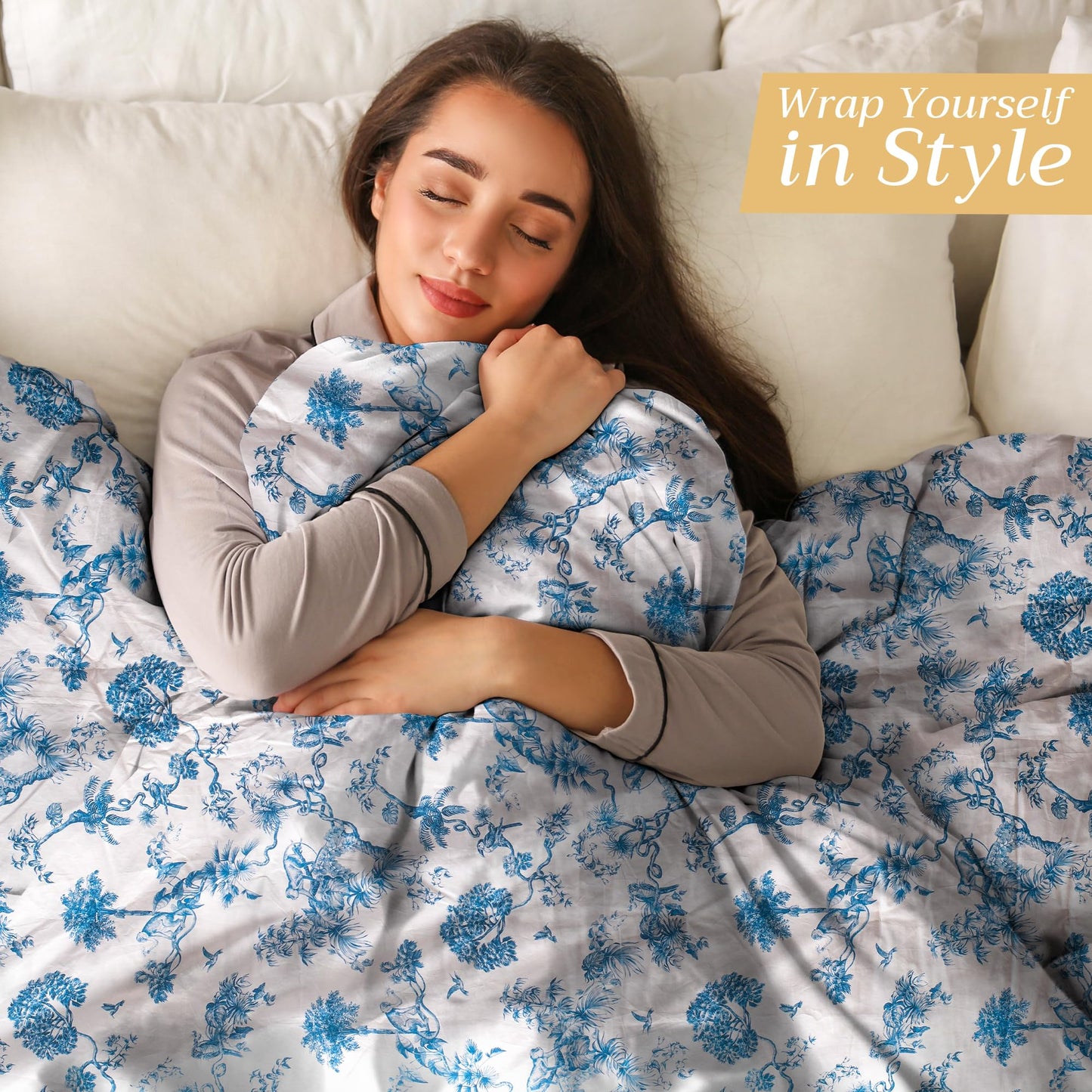 Maison d' Hermine Throw Blanket for Couch Lightweight Soft Warm Breathable Cotton Throw Blankets for Bed Girls Boys Women Men Sofa Living Room Gifts for Mothers Day (50'' X 60'', Bonobo - Blue)