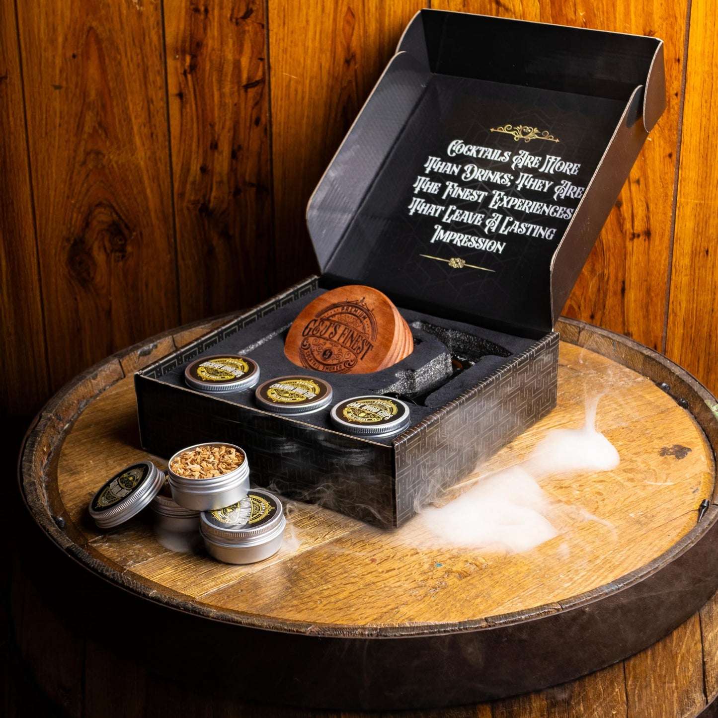 Whiskey Smoker Kit with 3-Flame Torch - 6 Wood Chips & Gift Box for Smoking Drinks| Cocktail Smoker Kit| Bourbon Smoker Kit| Old Fashioned Smoker Kit | Whiskey Gift for Men (No Butane Incl.)