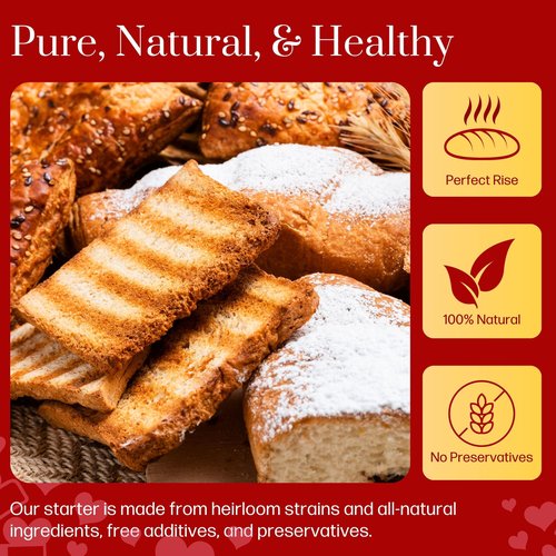 Gluten Free Sourdough Starter - 100+ Year Old Dehydrated Heirloom Style Sourdough Starter Kit for Sourdough Bread, Pizza, Buns, Pancakes, Muffins | Easy to Use | Beginner Friendly