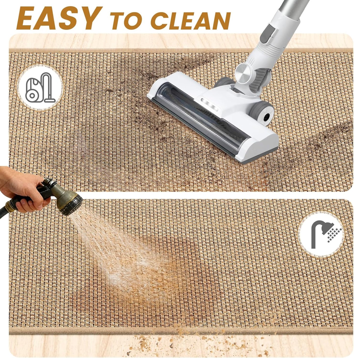 SMILOOL Indoor Entrance Mat - Non-Slip, Dirt Resistant & Absorbent | 17" x 30", Beige Doormat