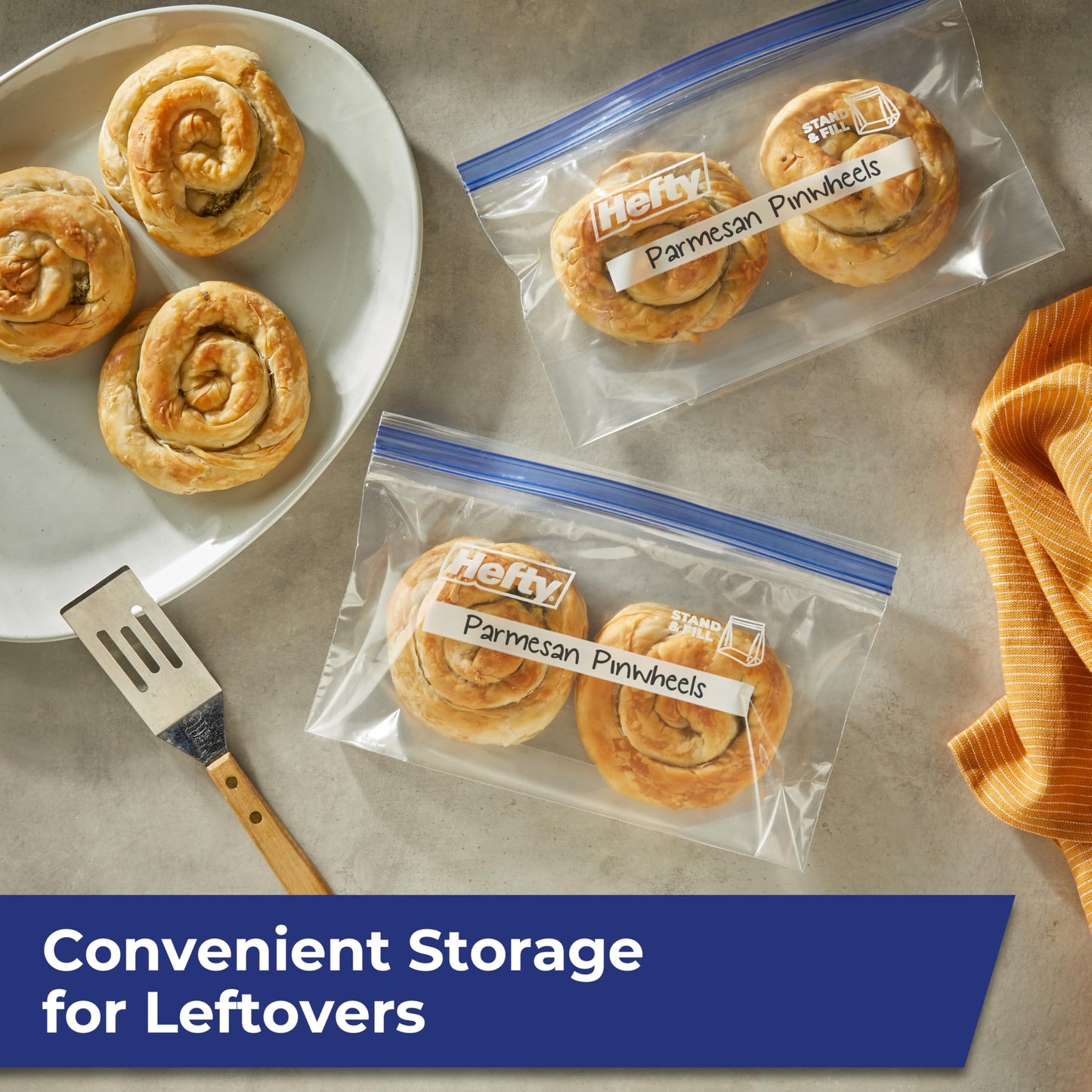 Hefty Press to Close Plastic Freezer Bags, Half Gallon Size, 20 Count