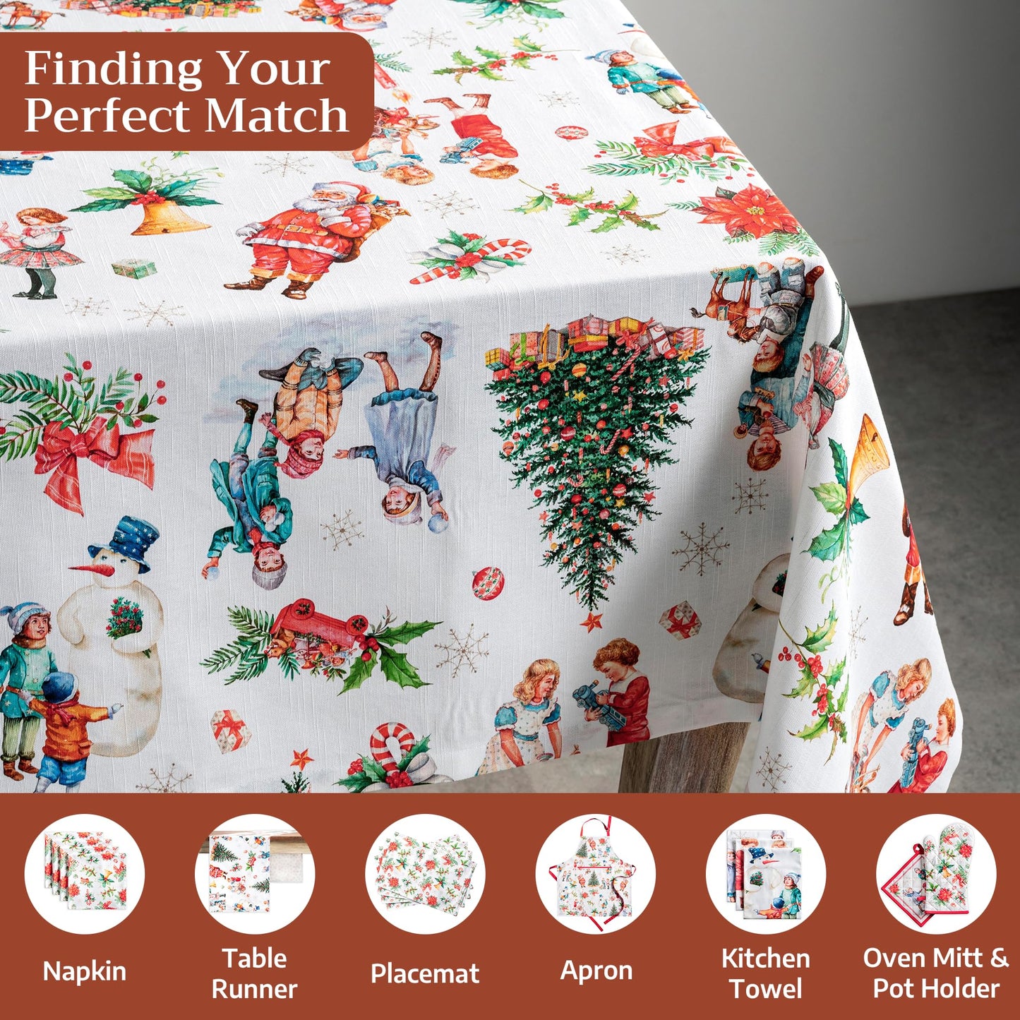 Maison d' Hermine Table Cloth Rectangle Table 100% Cotton 60 x 90 Inches Fall Tablecloth Reusable Everyday Use for Thanksgiving Christmas Decorations Dining Farmhouse Party (Chromo)