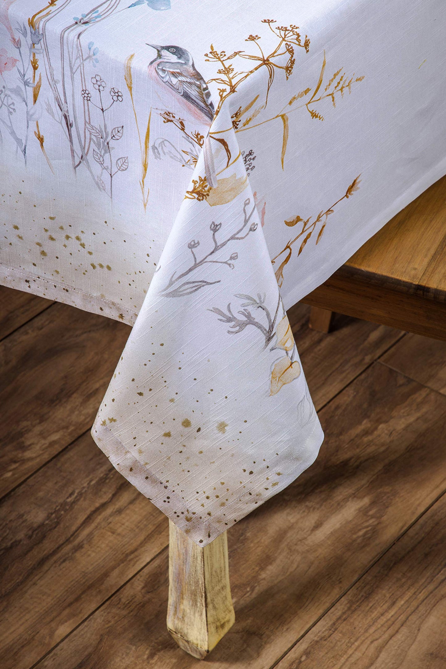 Maison d' Hermine Table Cloth Rectangle Table 100% Cotton 60 x 120 Inches Tablecloth Reusable Decorative for Dining Kitchen Farmhouse Home Gifts for Mothers Day Spring Summer- Meadow Florals - Beige