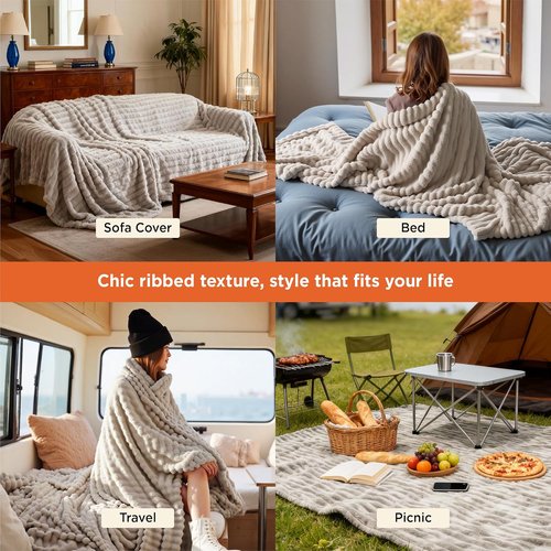 Bedsure GentleSoft Queen Size Blanket - Cozy Beige Fleece Throw, Perfect for Women and Girls, 90x90 Inches