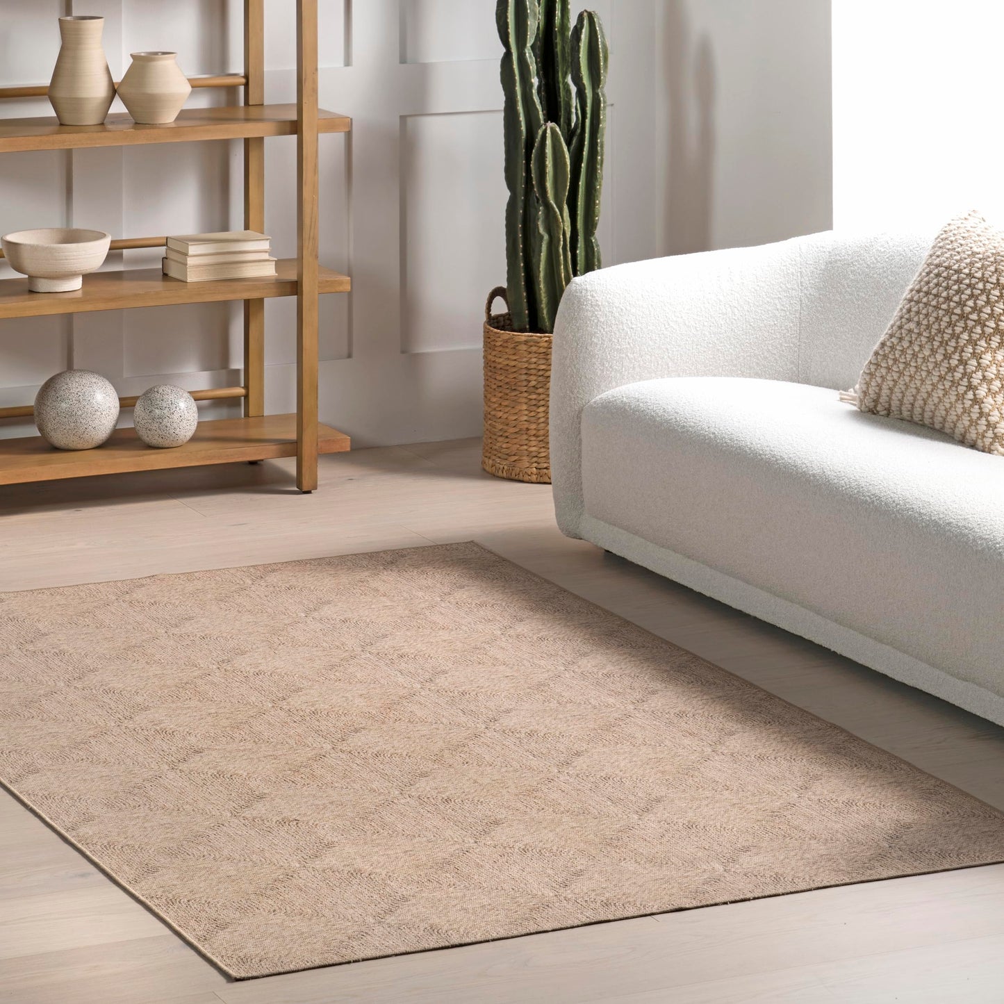 nuLOOM 4' x 6' SpinClean Machine Washable Stain-Resistant Area Rug Low Profile for Living Room, Bedroom, and Dining Room, Joplin Natural