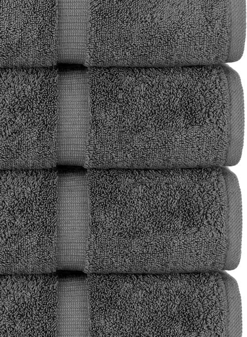 Chakir Turkish Linens - Premium 100% Cotton Bath Towels | Soft & Absorbent 4-Piece Set in Dark Gray