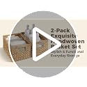 Set of 2 Water Hyacinth Wicker Storage Baskets with Handles - Natural Organizers for Shelves & Home