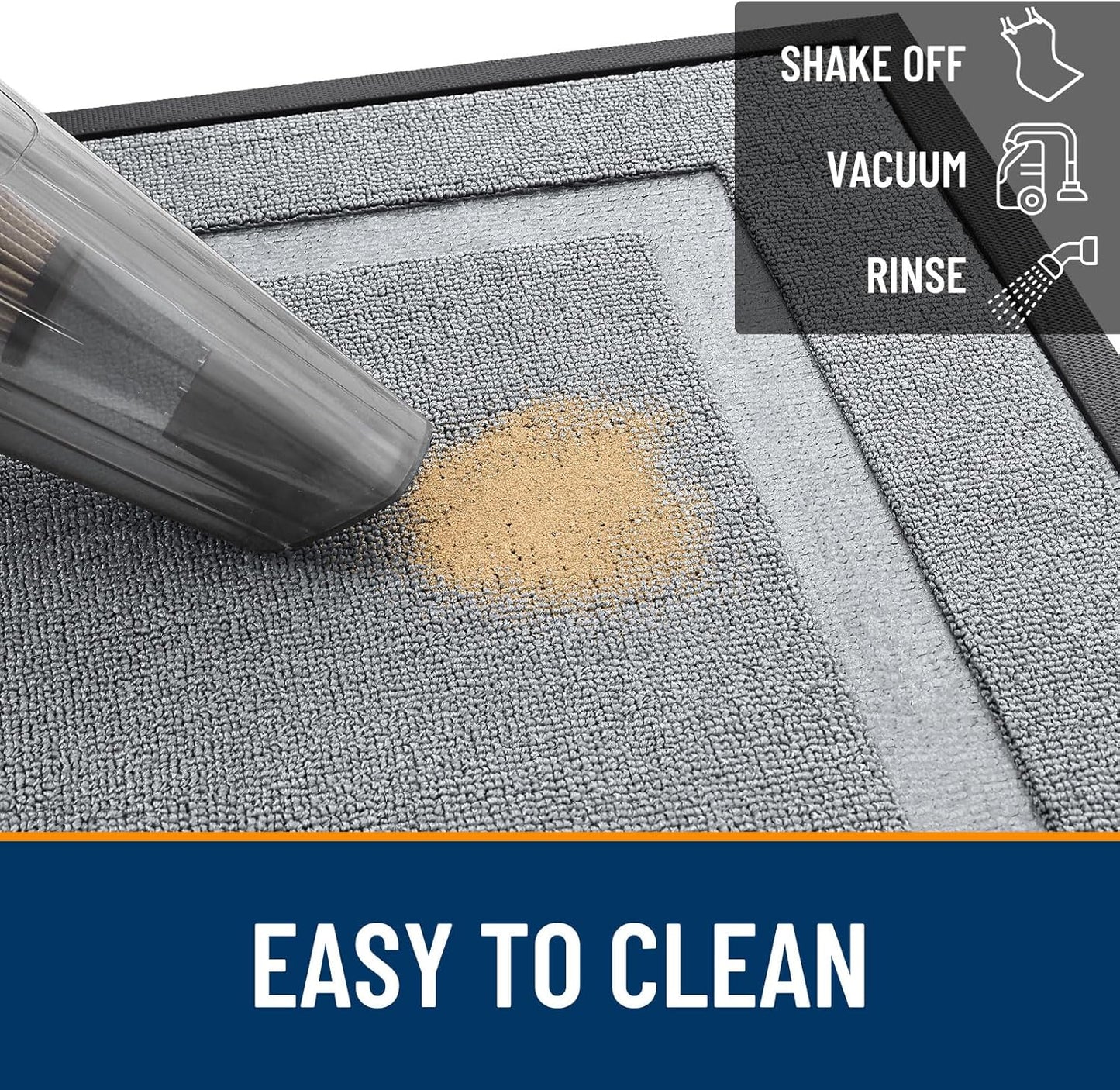 OLANLY Waterproof Front Door Mat - All-Season Indoor/Outdoor Doormat, Easy Clean, 47x17, Ash Gray