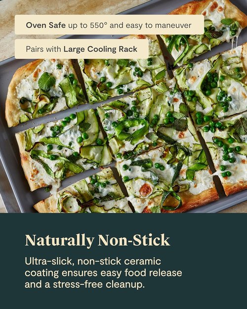 Caraway Non-Stick Ceramic Baking Sheet - Non-Toxic, PTFE & PFOA Free - Large Slate (18" x 13") for Baking & Roasting
