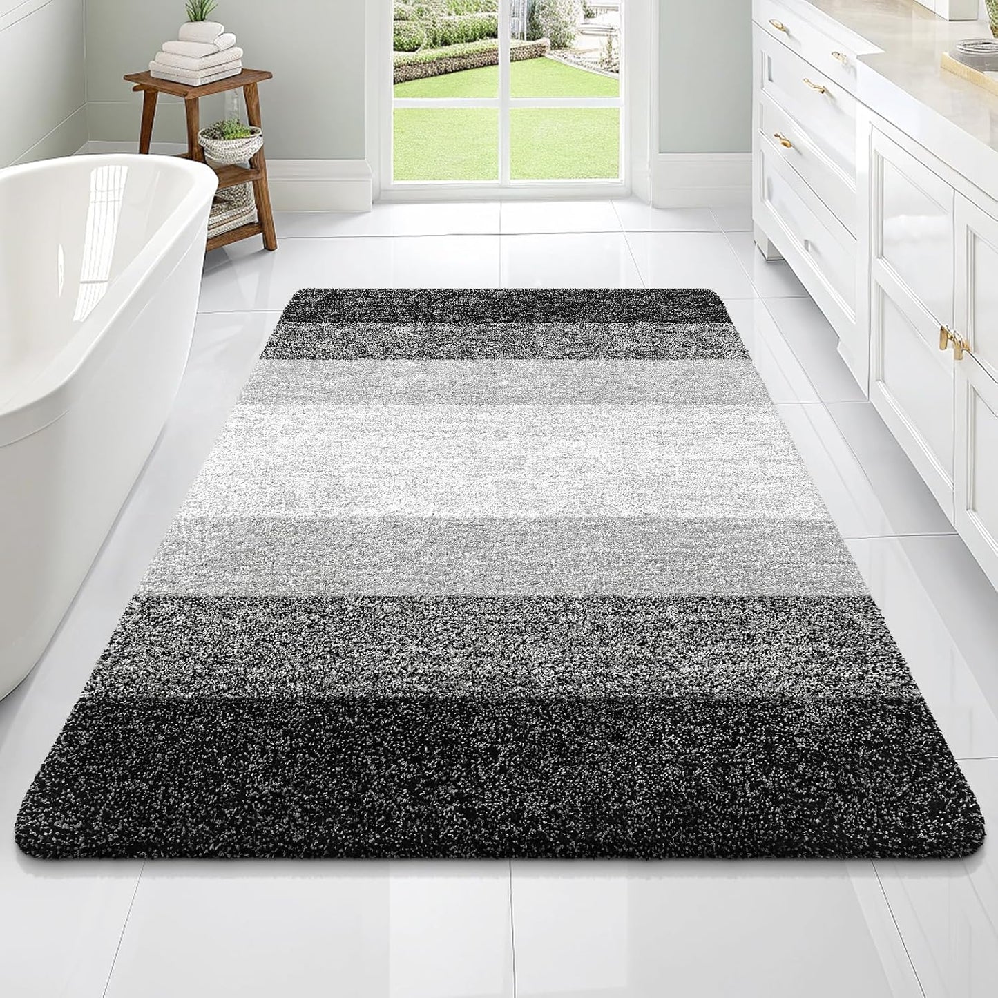OLANLY Large Bathroom Rugs - Extra Soft Microfiber Mat | Quick Dry, Machine Washable, 70x46, Black