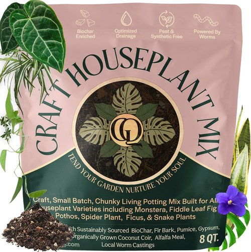 Craft Organic Potting Mix - Elite Houseplant Soil for Indoor Plants | Chunky, Well-Draining, 8QT