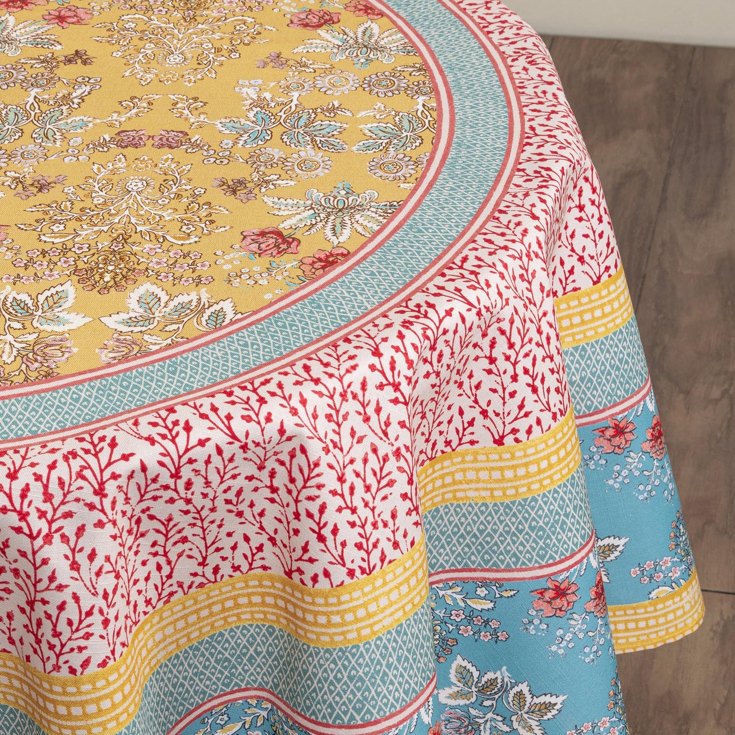 Maison d' Hermine Table Cloth Round Table 100% Cotton 69 Round Inches Tablecloth Reusable Decorative for Dining Kitchen Room Farmhouse Home Gifts for Mothers Day Spring Summer - Marquise