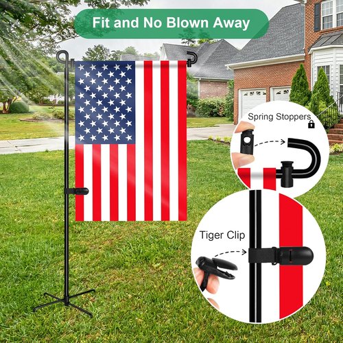 Garden Flag Stand - Stable 5-Prong Base for Outdoor Flags | Waterproof Coated Holder with Clip