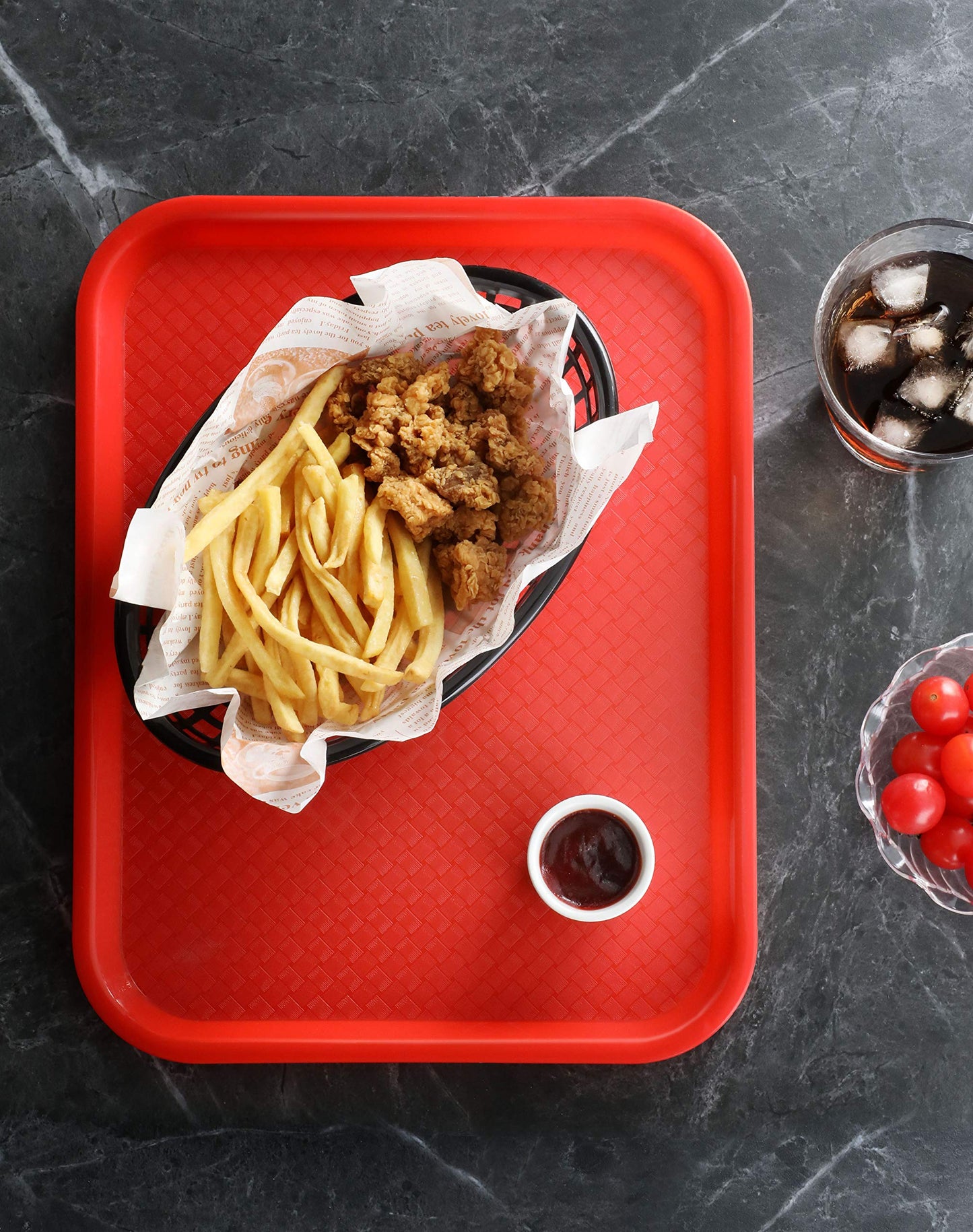 New Star Foodservice Fast Food Tray, Set of 12 (Red, 10 by 14 Inch)