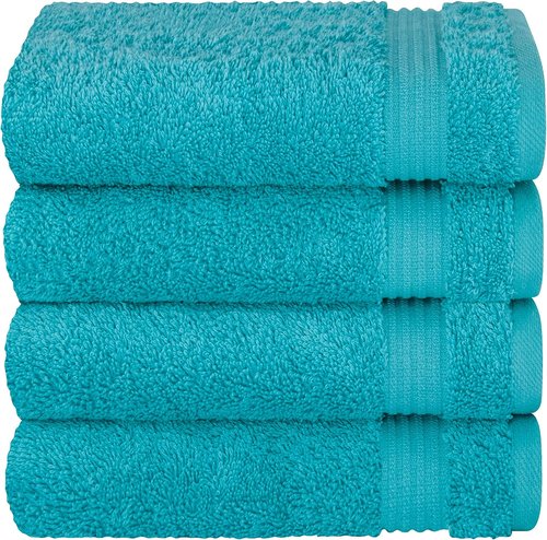 Cotton Paradise Hand Towels - 100% Turkish Cotton, Soft & Absorbent | 4-Piece Aqua Blue Set