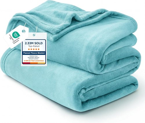 Bedsure GentleSoft Fleece Throw Blanket - Lightweight Plush Cozy River Blue Blanket, 50x70 Inches