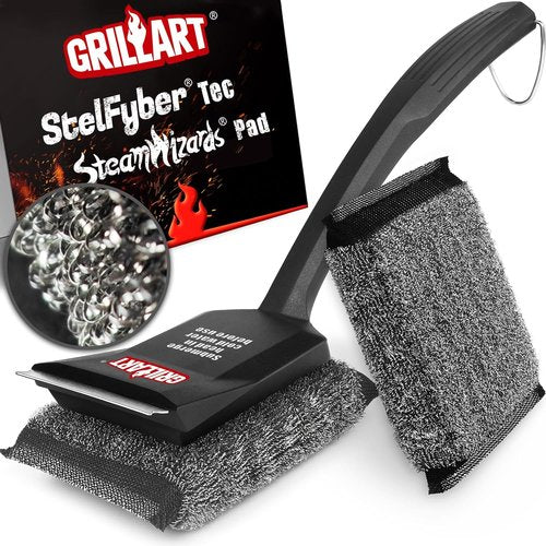 GRILLART SteamWizards Grill Brush - Bristle-Free BBQ Cleaner for All Grates | Dishwasher Safe, Replaceable Head