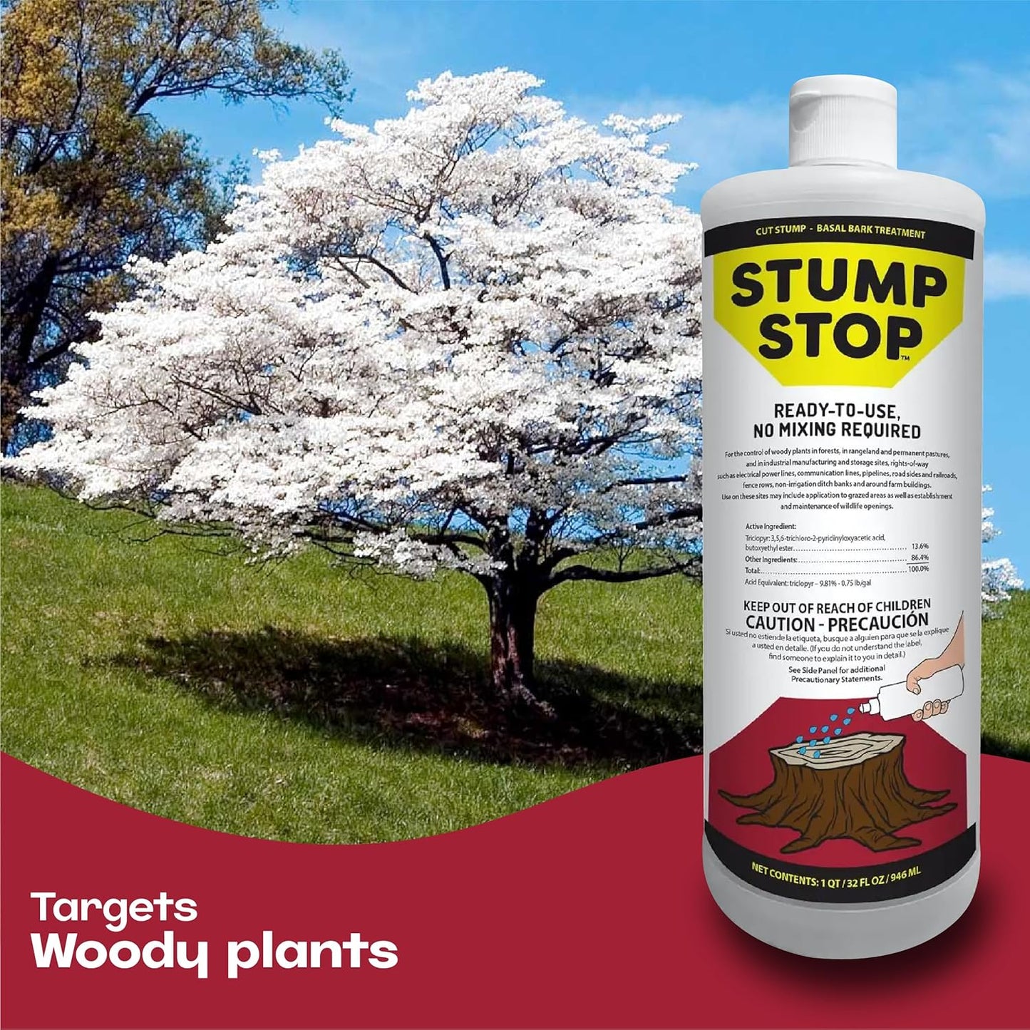 Stump Stop | Ready-to-Use Stump Killer - 32 Fl. Oz - Effective Tree & Bush Control - Ideal for Forests & Pastures