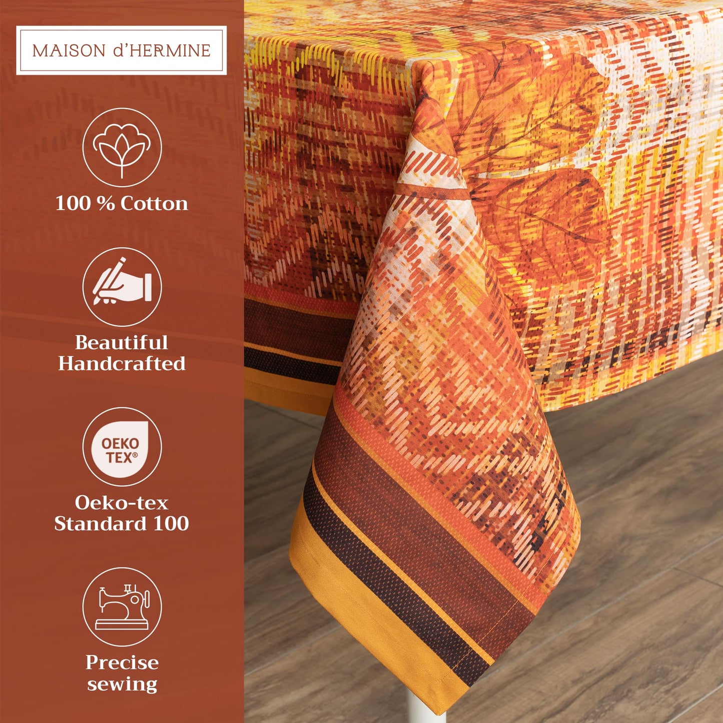 Maison d' Hermine Table Cloth Rectangle Table 100% Cotton 60 x 108 Inches Fall Tablecloth Reusable Everyday Use for Thanksgiving Christmas Decorations Dining Farmhouse Party (Thanksgiving Tartan)