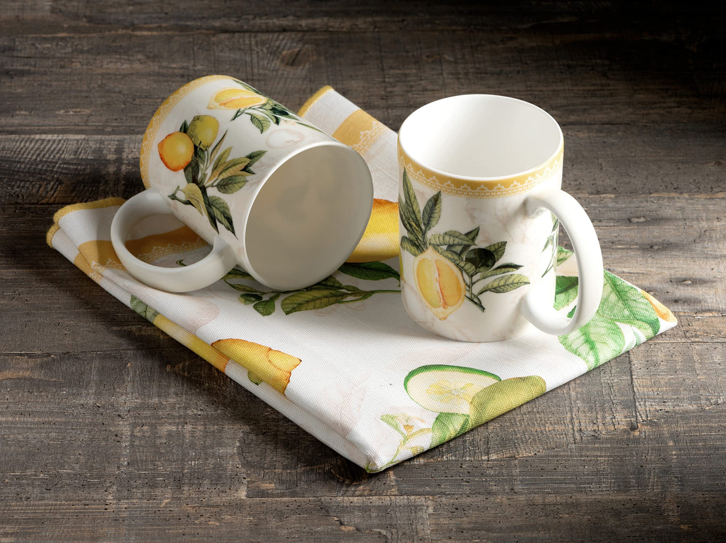 Maison d' Hermine Coffee Mug with Handle Fine Bone China Mugs Pack of One Tea Cups for Hot Beverages Cappuccino Latte Home Restaurant Office Gifts for Mothers day (Limoncello - Verna, 12 Ounce)