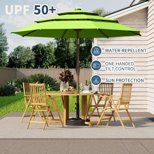 9FT Patio Umbrella by [Brand Name] - Auto Tilt & Crank | Sturdy 8-Rib Design for Garden & Pool
