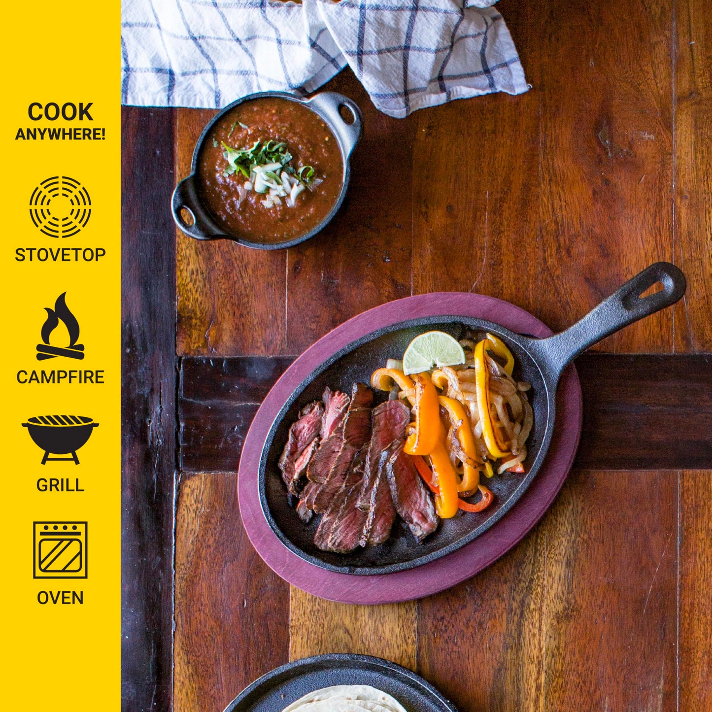 Lodge 10 x 7.5 Inch Cast Iron Oval Serving Griddle - Cast Iron Fajita Pan with Signature Teardrop Handle - Fajita Skillet for Use in the Oven, on the Stove, or on the Grill or Over a Campfire - Black