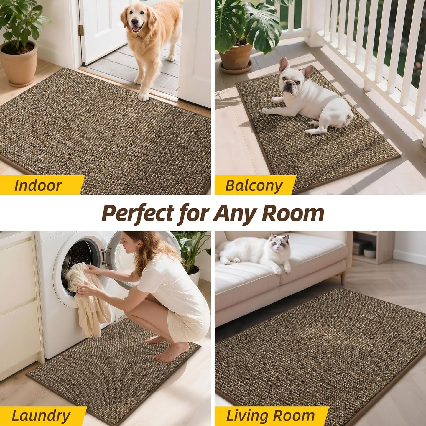 JSEI Dirt Trapper Door Mat - Non-Slip Washable Entrance Mat | Absorbent & Fade-Resistant, 20"x32", Taupe