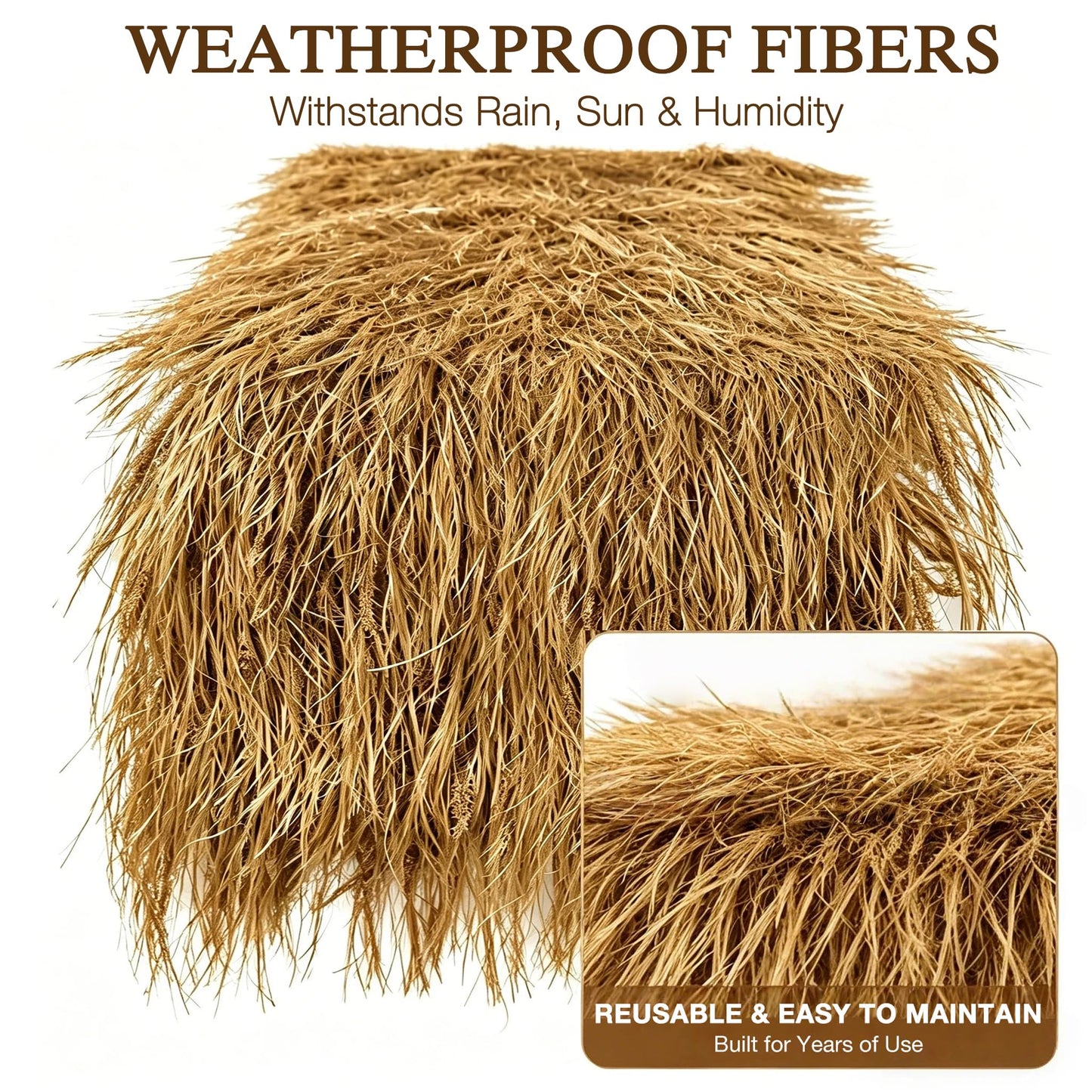XLX TURF Fake Thatch Hay Table Runner 144 Inches Tiki Bar Western Cowboy Hawaiian Party Decorations - Realistic Artificial Straw Grass for Farm Wild One Birthday Table Centerpieces, DIY Crafts