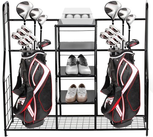 Home-it Golf Organizer Extra Large - Dual Storage Solution for Golf Bags, Clubs, Balls & Accessories
