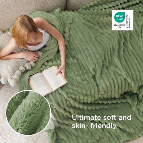 Bedsure GentleSoft Full Blanket - Cozy Reseda Fleece Throw for Couch, Perfect Gift for Women, 84x90 Inches