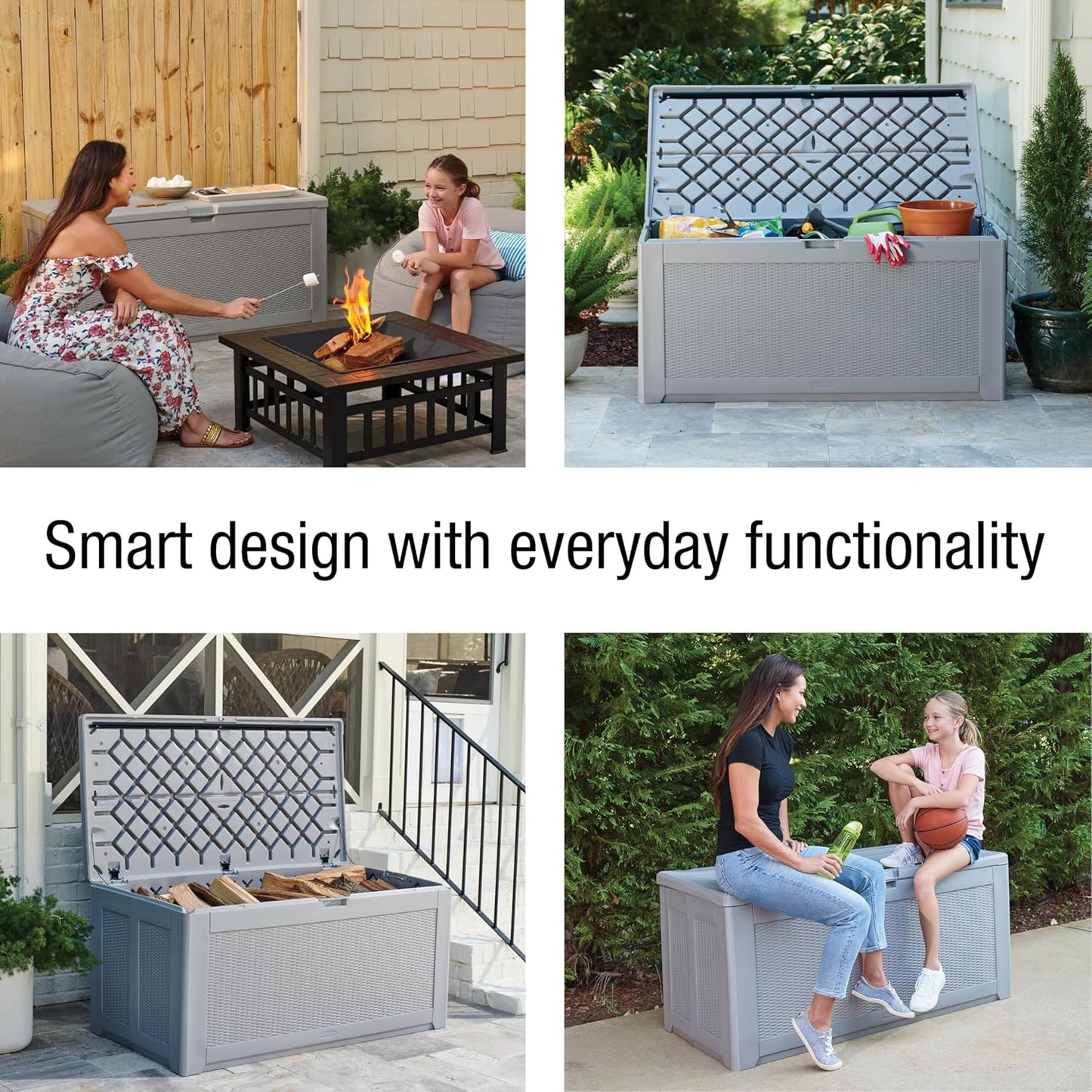 Rubbermaid Extra Large Resin Outdoor Storage Deck Box - 134 Gal, Weather Resistant, Gray | Ideal for Deck Organization and Patio Storage