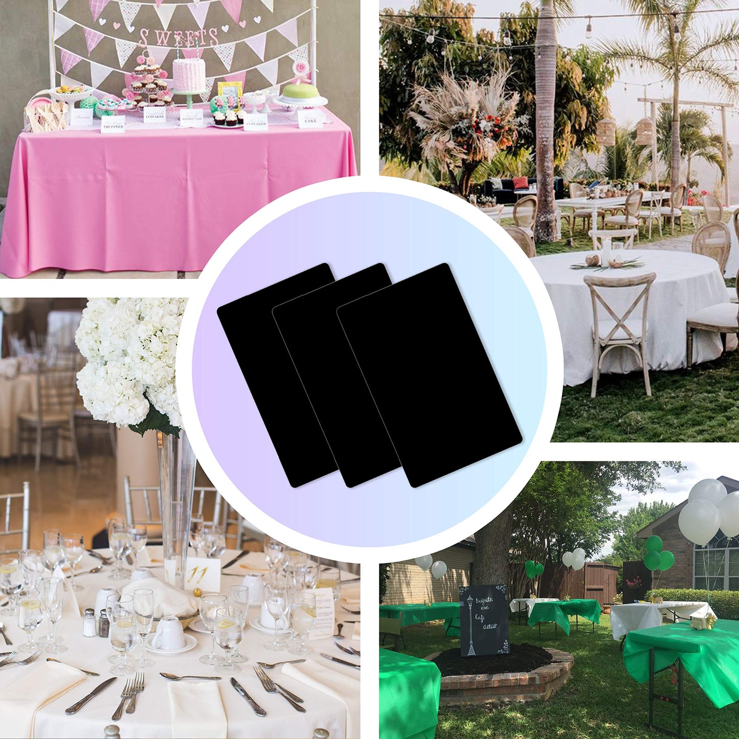 Childom 3 Pack Black and White Checkered Tablecloths 54"x108" Christmas Tablecloths for Rectangle,Disposable Plastic Table Cover for Weddings,Home,Birthday,Picnic,Buffet,Pizza Party,Racing Car Decors