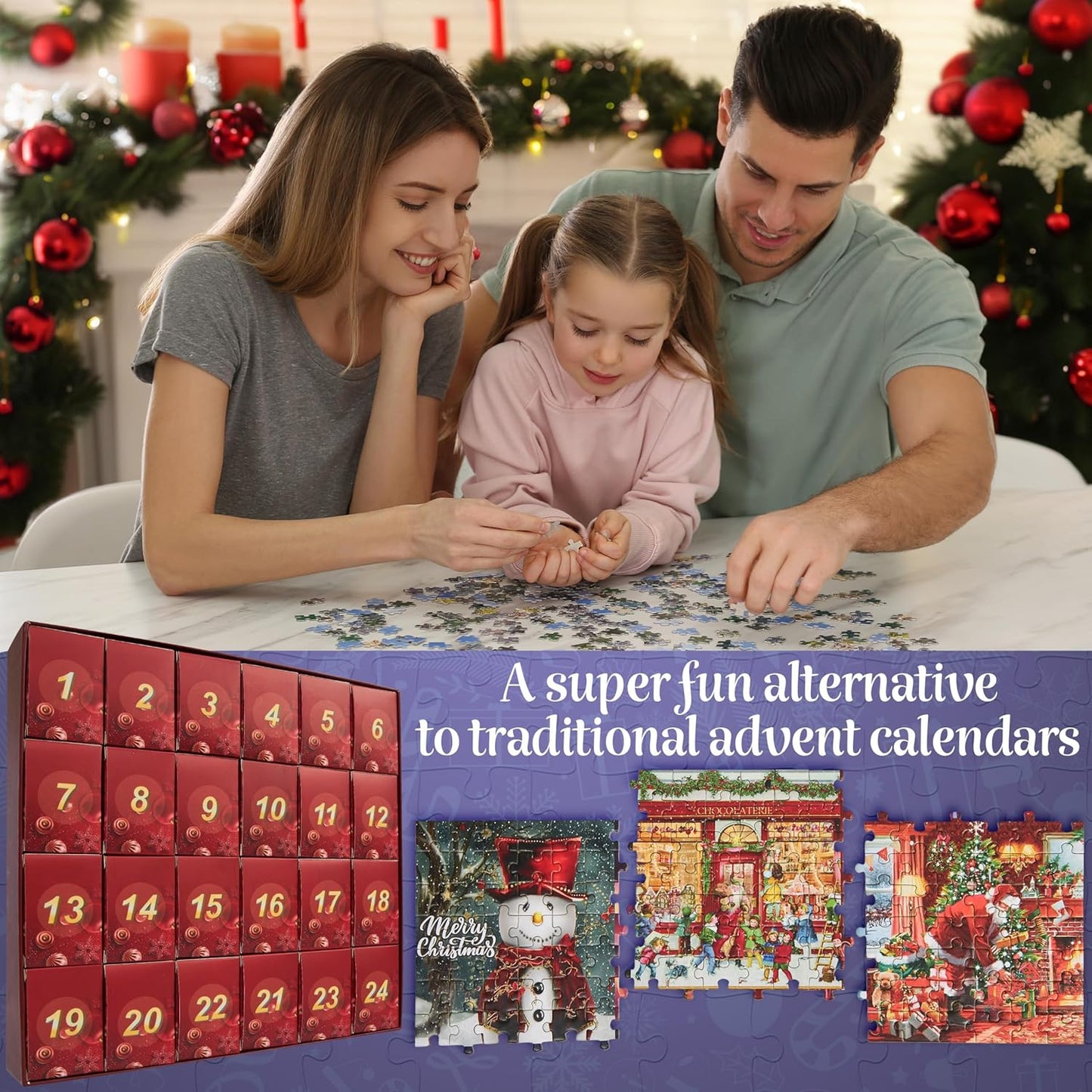KreativeKraft Puzzle Advent Calendar 2025 - Fun Christmas Countdown with 24 Mini Puzzles for All Ages