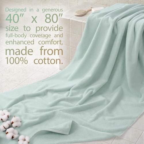 Cotton Paradise 100% Cotton Oversized Bath Sheet - Extra Large Turkish Towel in Mint Green | 40x80 Inches