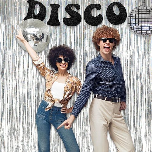GREATRIL Silver Foil Fringe Tinsel Backdrop | Metallic Streamers for NYE, Prom & Parties - Pack of 2