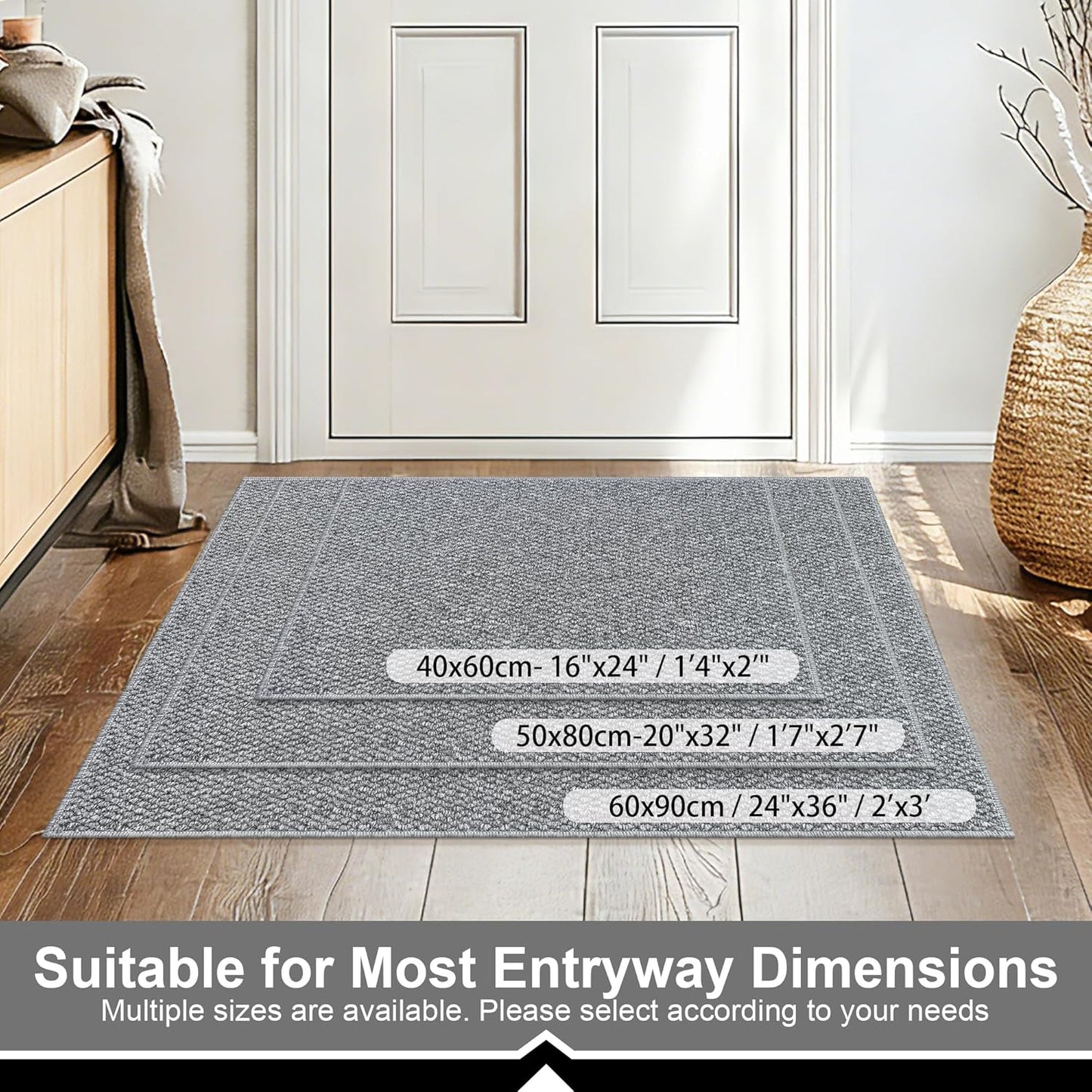 Regine Switzerland Door Mat - 24" x 36" Dirt Trapper | Washable, Non-Slip, Absorbent Grey Entryway Mat