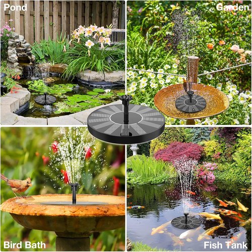 AISITIN Solar Bird Bath Fountain - 6 Nozzles for Outdoor Use | Solar Powered Floating Water Pump