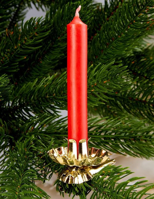 BRUBAKER 20-Pack Tree Candle Holders - Vintage Gold Clip-On Holders for Christmas Trees