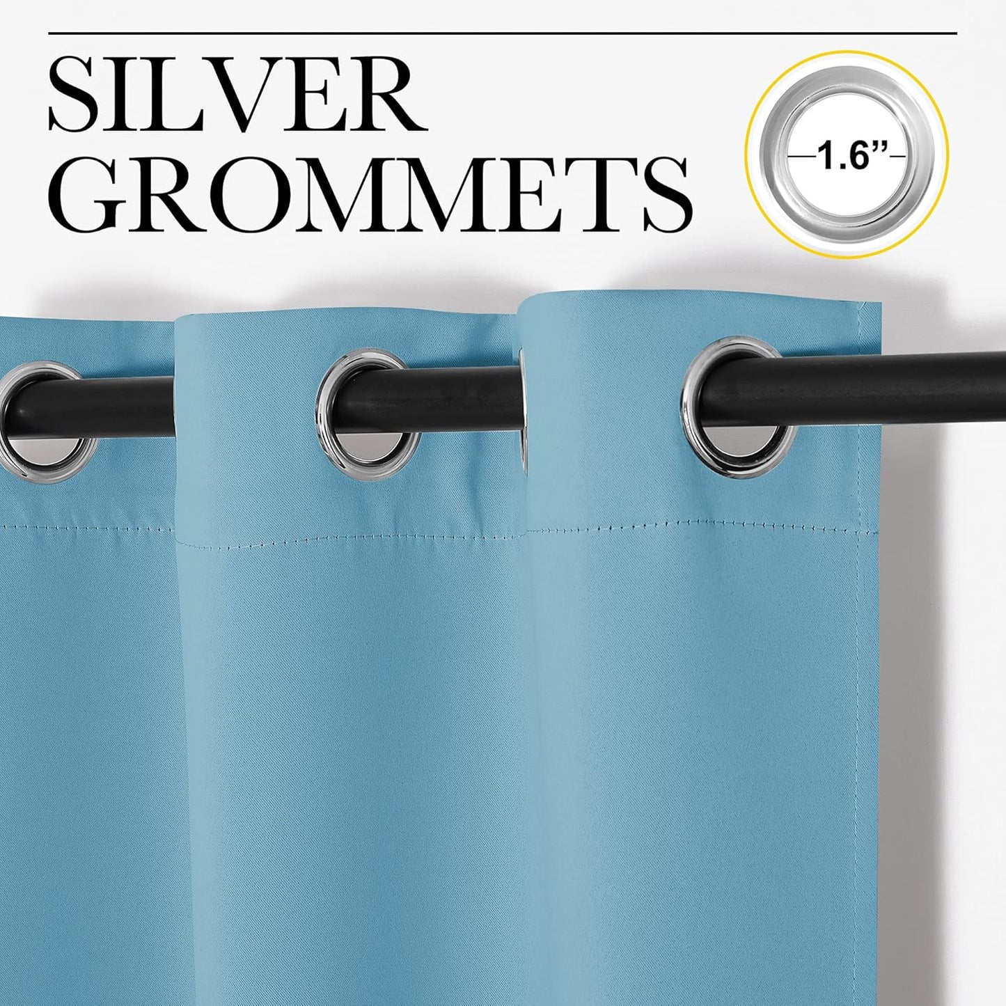 NICETOWN Teal Blue Blackout Curtains - 96-Inch Thermal Insulated Drapes for Living Room | 2 Panels, 55" Wide