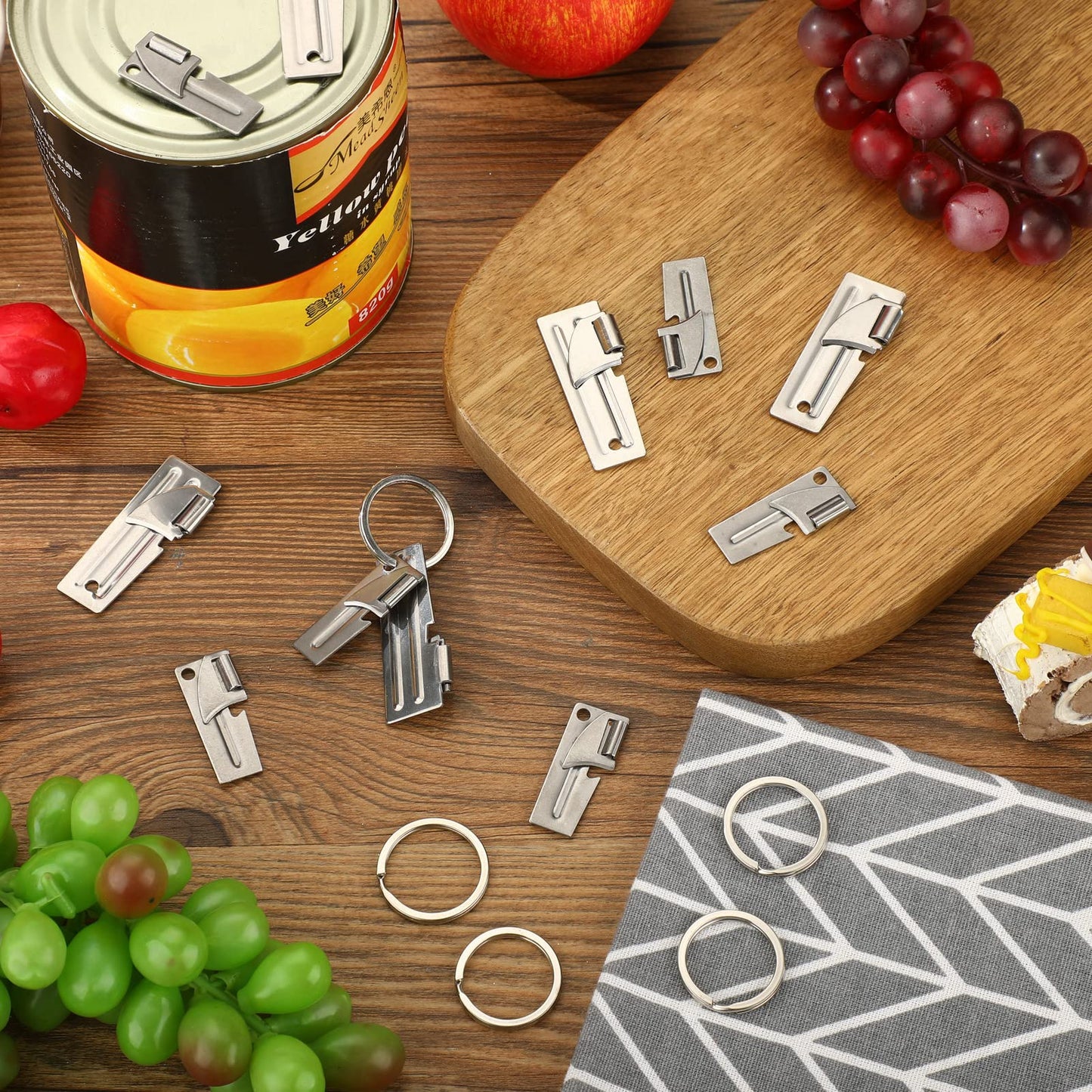 P-38 and P-51 Military Style Can Openers with Key Rings Stainless Steel Camping Can Opener Portable for Kitchen Travel Camping Survival(12 Set)