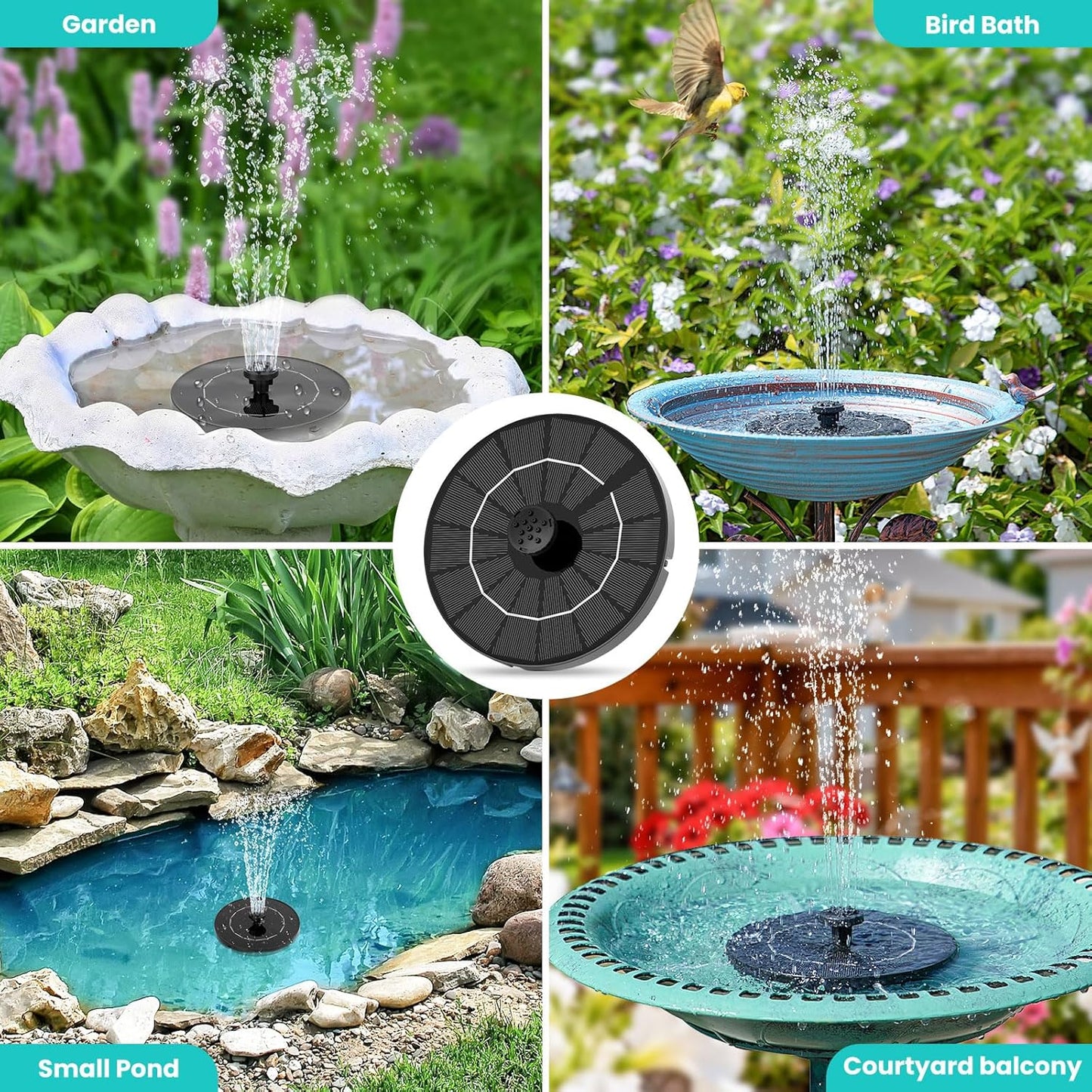 Skiennix 3.5W Solar Water Fountain - Upgraded Floating Pump with 6 Nozzles for Bird Baths & Gardens