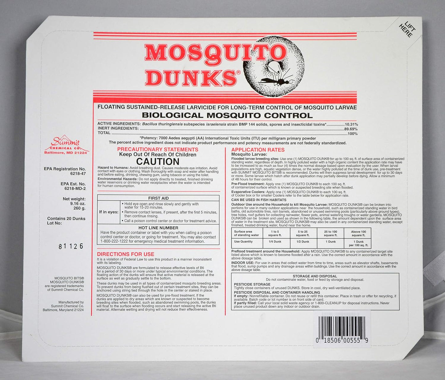 Summit 100 Count Mosquito Dunk - Natural, Eco-Friendly Solution for Mosquito Control