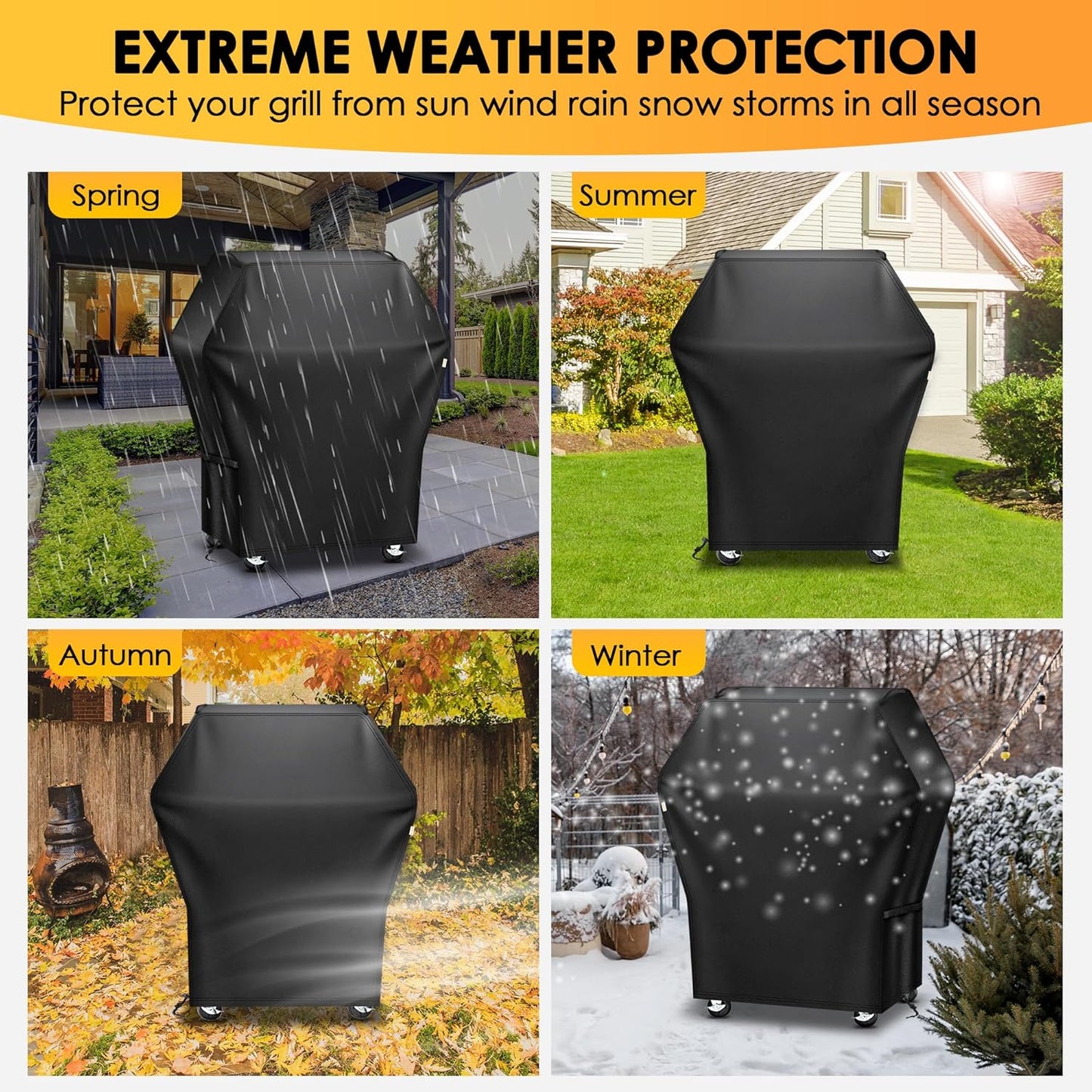 Skiennix 32-Inch Grill Cover - Waterproof & UV Resistant for Weber, Nexgrill, Charbroil, Black