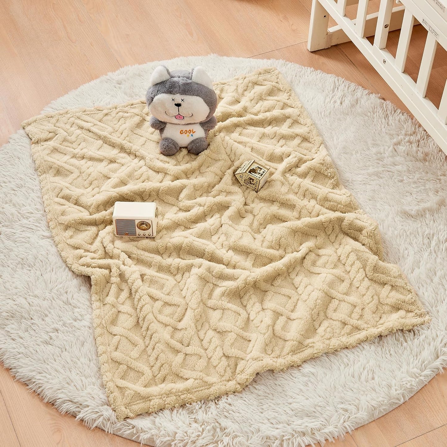 Sherpa Fleece Baby Blanket - Ultra Soft & Fluffy Premium Infant Receiving Blanket | 30”×40” (Khaki)